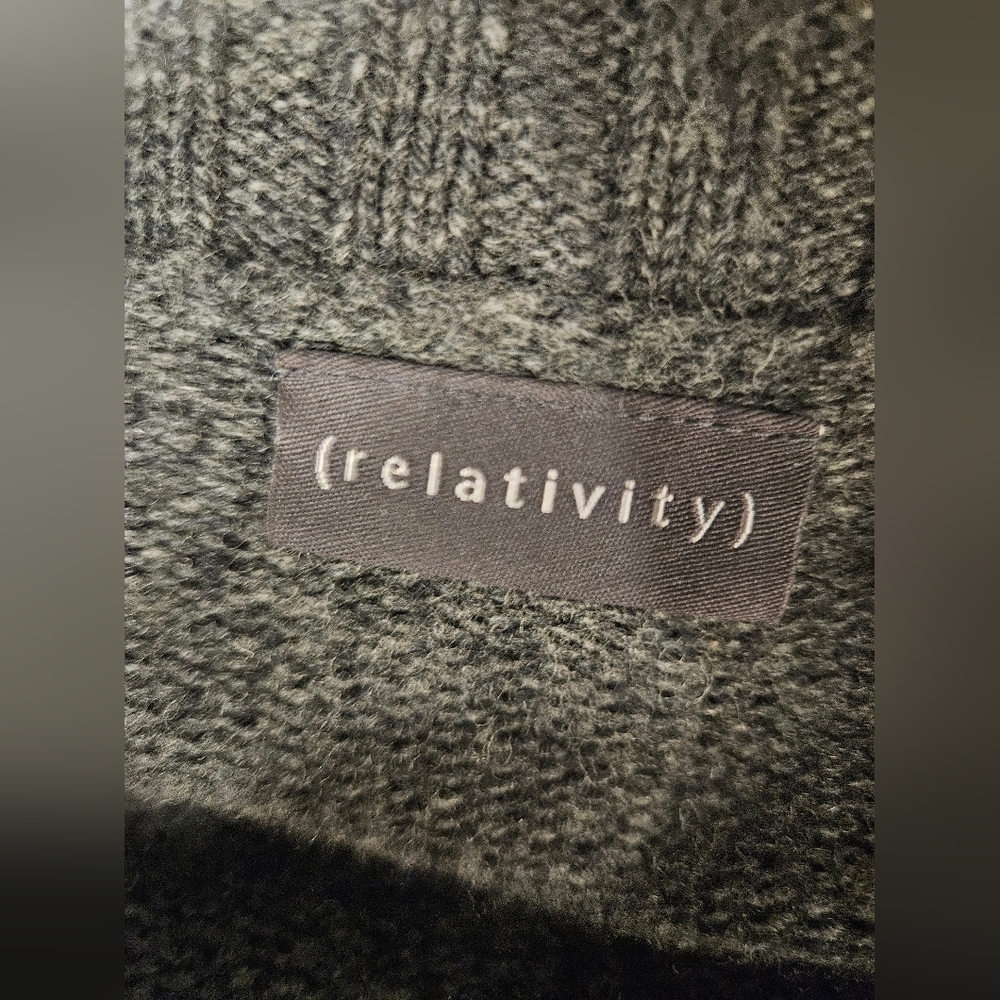 Relativity 100% Lambswool Grey Belted Longline Cardigan Sweater Size M - Picture 8 of 9
